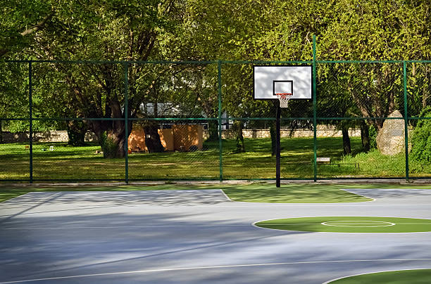 Unoccupied basketball playground in the city park terrain multisports